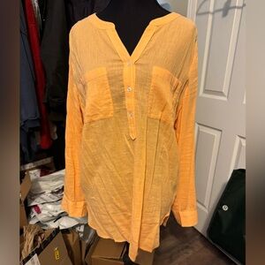 Talbots Vibrant Orange Gauze Blouse